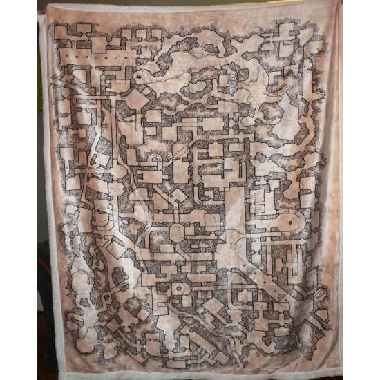 Retro Dungeon Map Plush Throw Blanket
